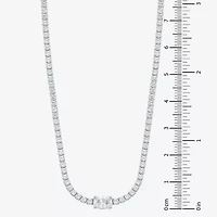 Diamonart Womens White Cubic Zirconia Sterling Silver 16 Inch Tennis Necklace