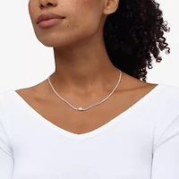 Diamonart Womens White Cubic Zirconia Sterling Silver 16 Inch Tennis Necklace