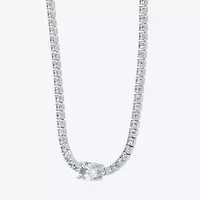 Diamonart Womens White Cubic Zirconia Sterling Silver 16 Inch Tennis Necklace