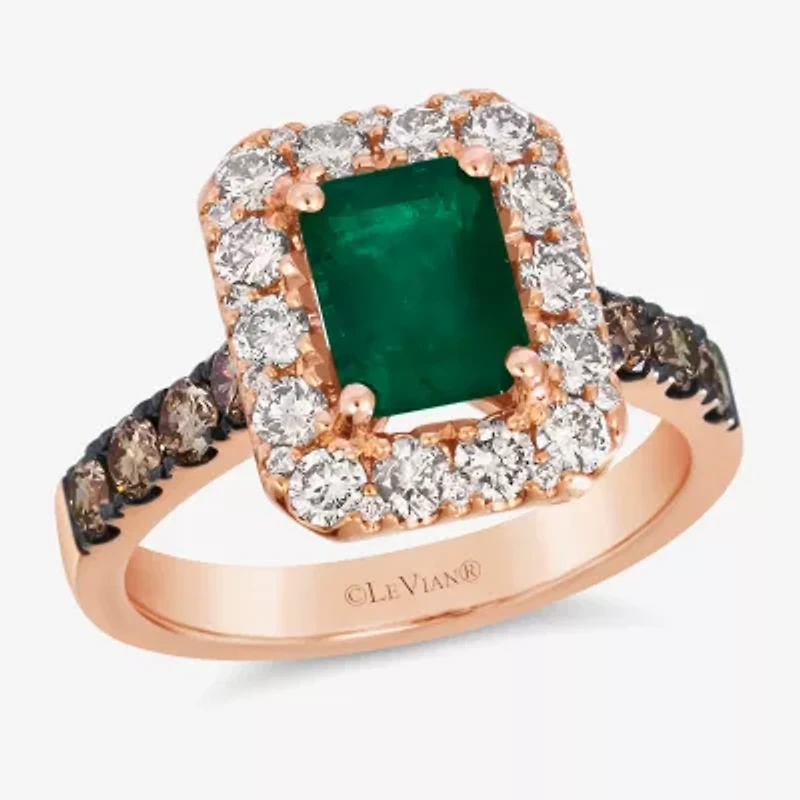 Le Vian® Grand Sample Sale™ Ring featuring 1 1/5 CT. Costa Smeralda Emeralds™ 3/4 CT. Nude Diamonds™ 1/2 CT. Chocolate Diamonds® set in 14K Strawberry Gold®