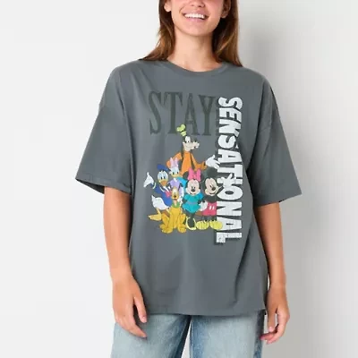 Oversized Tee Womens Crew Neck Short Sleeve Oversized Mickey and Friends Juniors Graphic T-Shirt