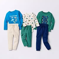 Okie Dokie Toddler & Little Boys Crew Neck Long Sleeve Regular Fit Graphic T-Shirt