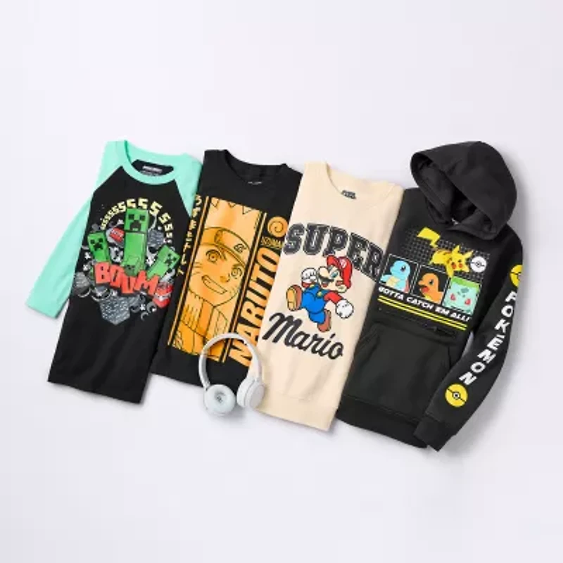 Little & Big Kid Boys Long Sleeve Pokeman Fleece Hoodie