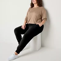 Xersion Womens Everyday Crew Neck Long Sleeve T-Shirt Plus