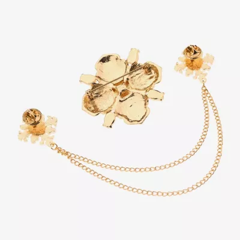 Bijoux Bar Gold Tone Glass Brooch