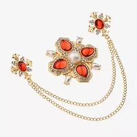 Bijoux Bar Gold Tone Glass Brooch