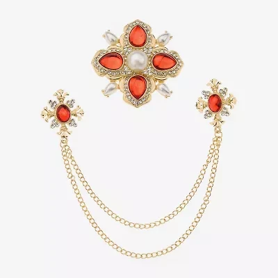 Bijoux Bar Gold Tone Glass Brooch