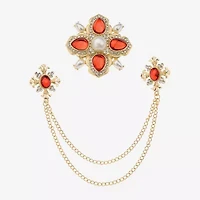 Bijoux Bar Gold Tone Glass Brooch