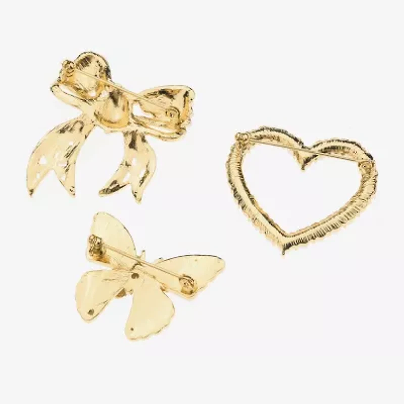 Bijoux Bar Gold Tone Glass Pin
