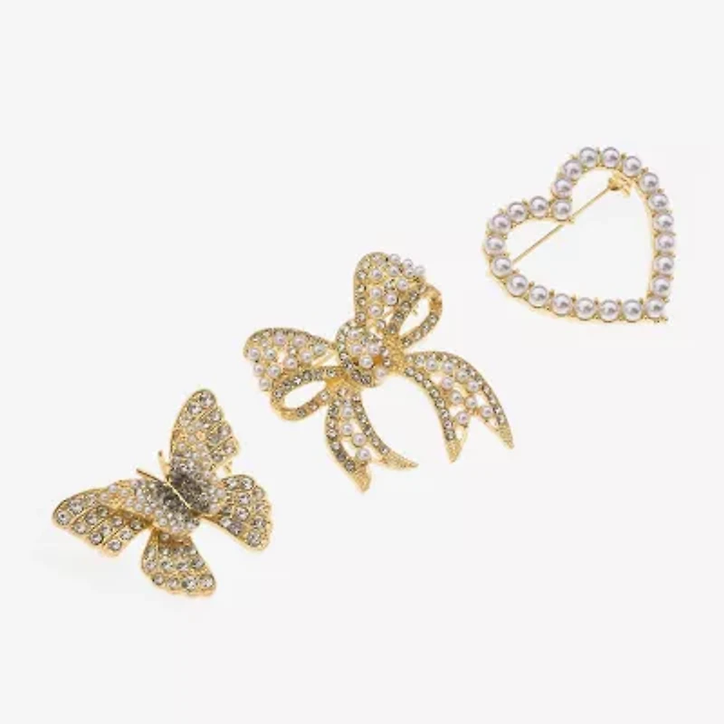 Bijoux Bar Gold Tone Glass Pin