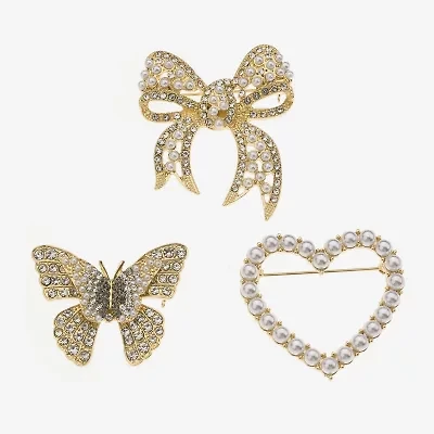Bijoux Bar Gold Tone Glass Pin