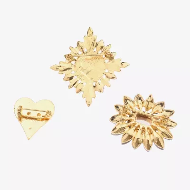 Bijoux Bar Gold Tone Red Glass Pin