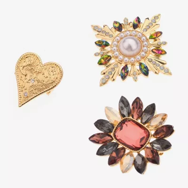 Bijoux Bar Gold Tone Red Glass Pin