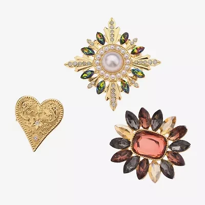Bijoux Bar Gold Tone Red Glass Pin