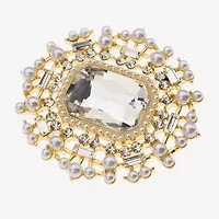 Bijoux Bar Gold Tone Glass Brooch
