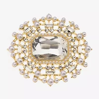 Bijoux Bar Gold Tone Glass Brooch