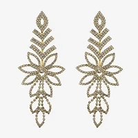 Bijoux Bar Gold Tone Womens Glass Flower Drop Earrings