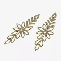 Bijoux Bar Gold Tone Womens Glass Flower Drop Earrings