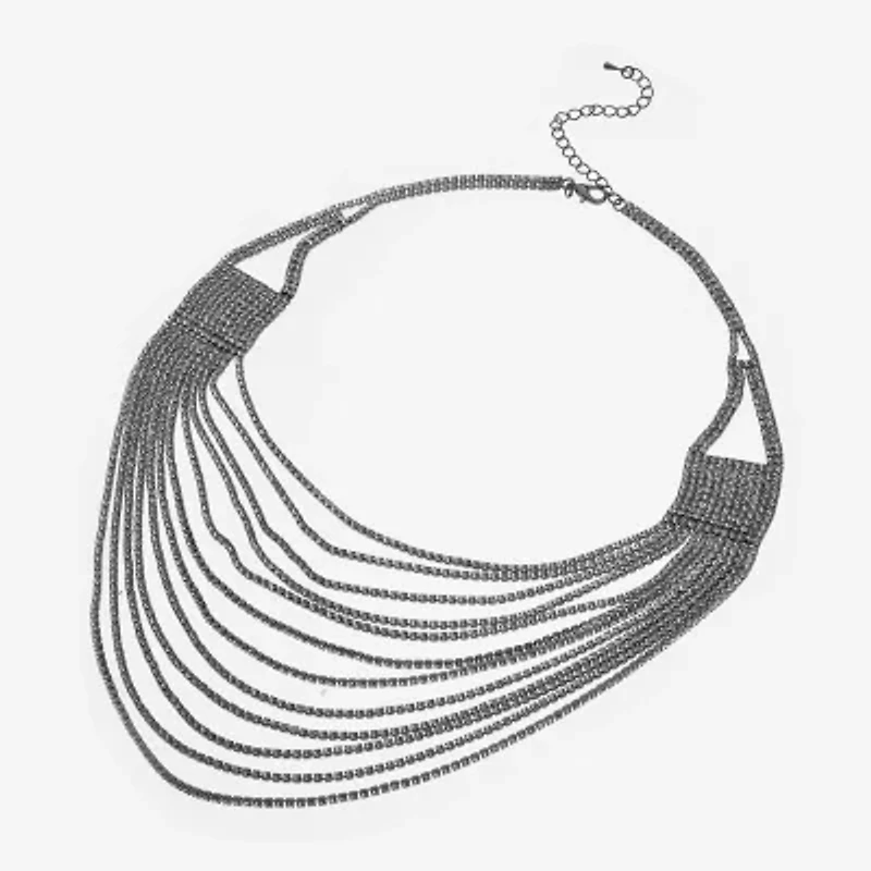 Bijoux Bar Black Womens Glass 19 1/2 Inch Strand Necklace