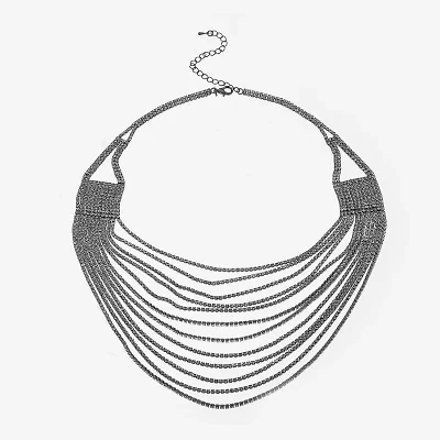 Bijoux Bar Black Womens Glass 19 1/2 Inch Strand Necklace