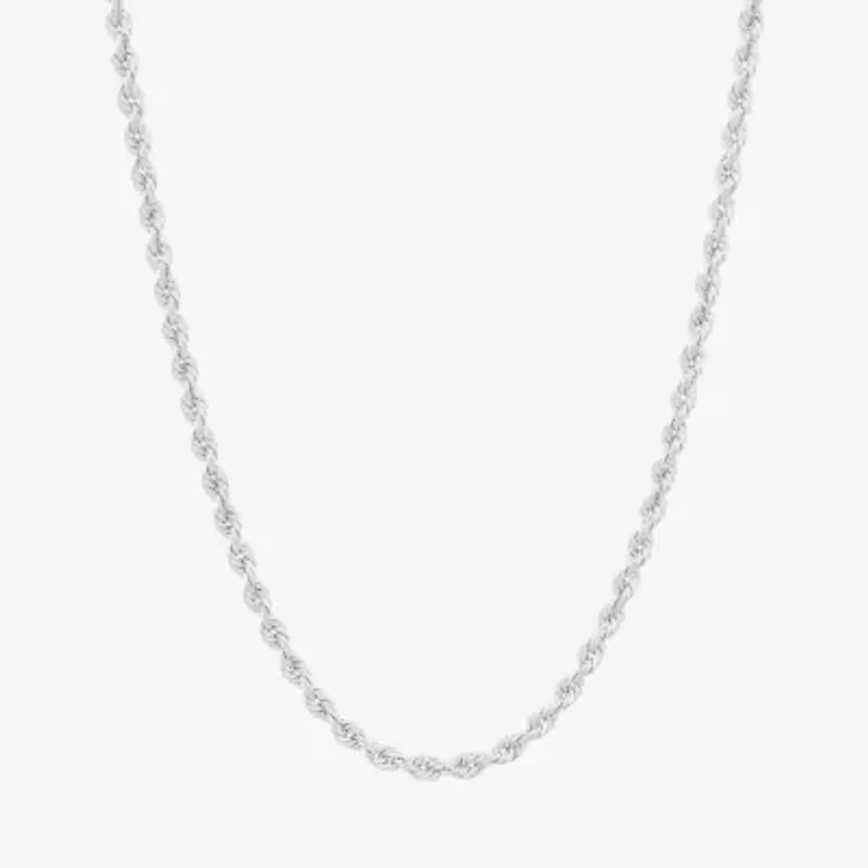 Womens 14K White Gold Inch Rope Chain Necklace