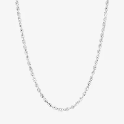 Womens 14K White Gold Inch Rope Chain Necklace