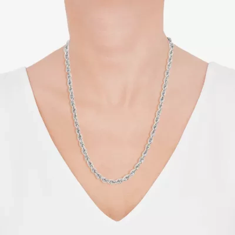 Womens 14K White Gold Inch Rope Chain Necklace