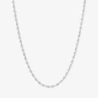 Womens 14K White Gold 22 Inch Rope Chain Necklace