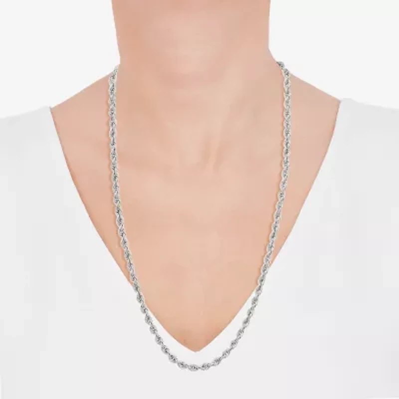 Womens 14K White Gold 22 Inch Rope Chain Necklace