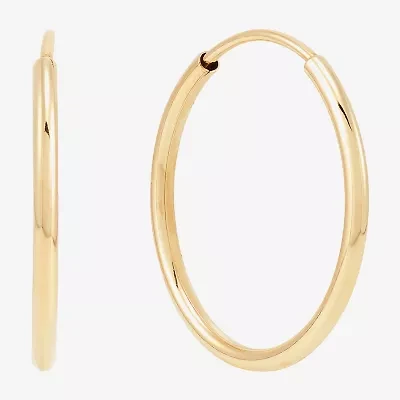 Womens 14K Gold 16mm Round Hoop Earrings