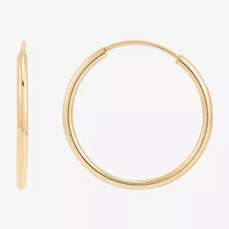 Womens 14K Gold 16mm Round Hoop Earrings