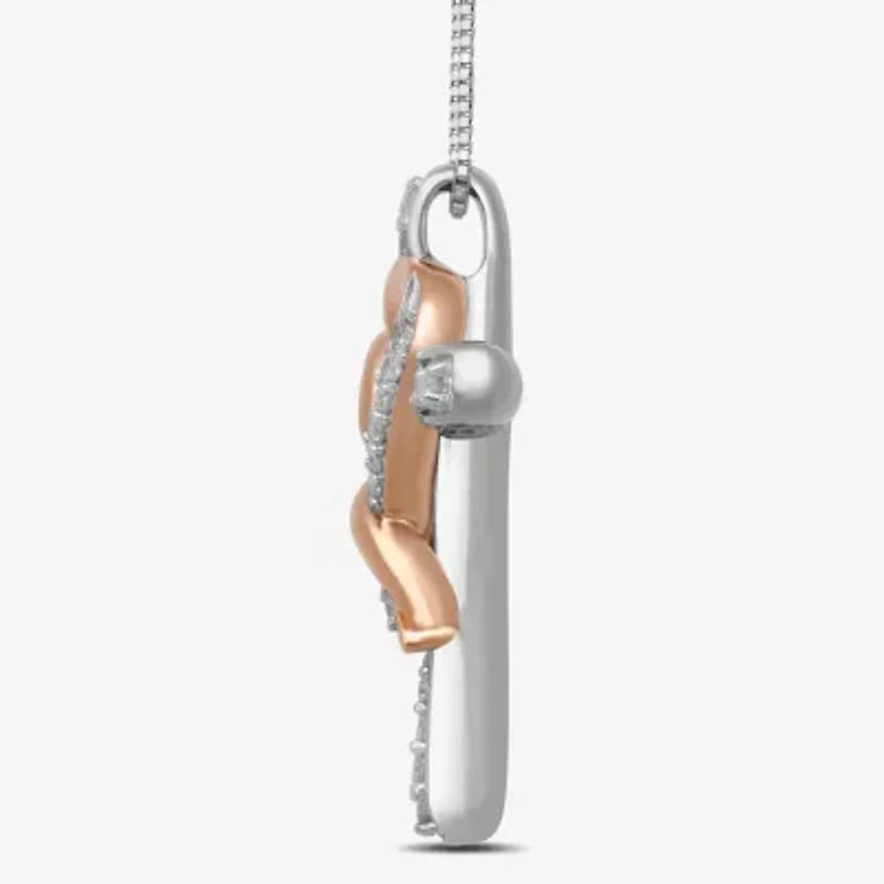 Hallmark Diamonds Womens 1/4 CT. T.W. Natural White Diamond 14K Rose Gold Over Silver Sterling Silver Cross Heart 18 Inch Pendant Necklace