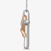 Hallmark Diamonds Womens 1/4 CT. T.W. Natural White Diamond 14K Rose Gold Over Silver Sterling Silver Cross Heart 18 Inch Pendant Necklace