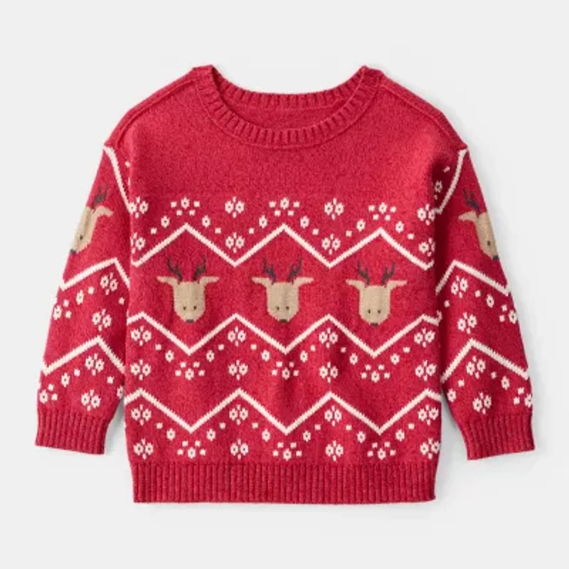 Carter's Toddler Boys Holiday Round Neck Long Sleeve Pullover Sweater