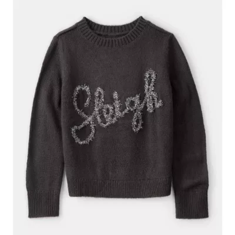 Carter's Little & Big Kid Girls Holiday Round Neck Long Sleeve Pullover Sweater
