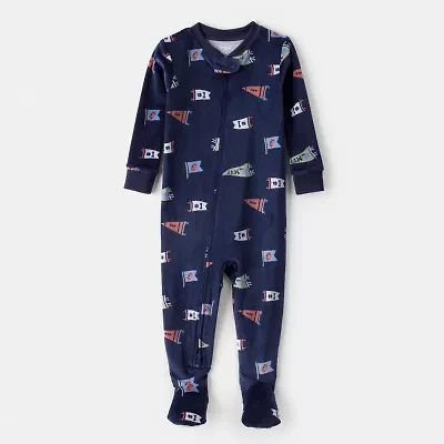 Carter's Velboa Toddler Boys Footed Round Neck Long Sleeve One Piece Pajama