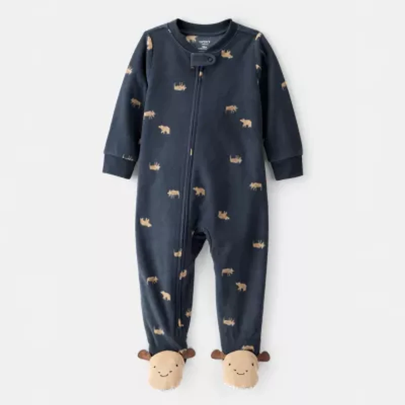 Carter's Toddler Boys Footed Fleece Round Neck Long Sleeve One Piece Pajama