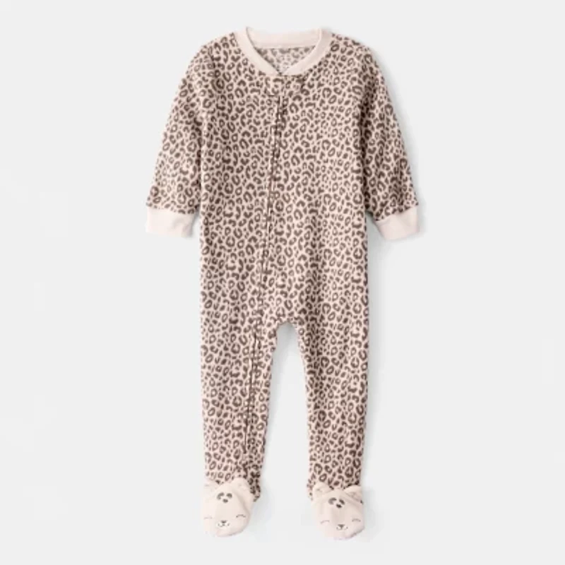Carter's Toddler Girls Footed Fleece Round Neck Long Sleeve One Piece Pajama