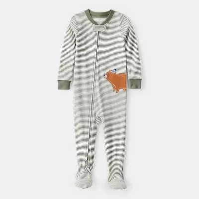 Carter's Toddler Boys Footed Rib Crew Neck Long Sleeve One Piece Pajama