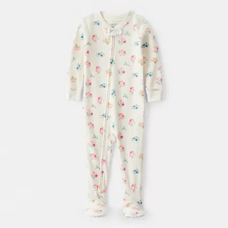 Carter's Toddler Girls Footed Crew Neck Long Sleeve One Piece Pajama