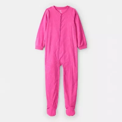 Carter's Little & Big Kid Girls Fleece Crew Neck Long Sleeve Footed Pajamas