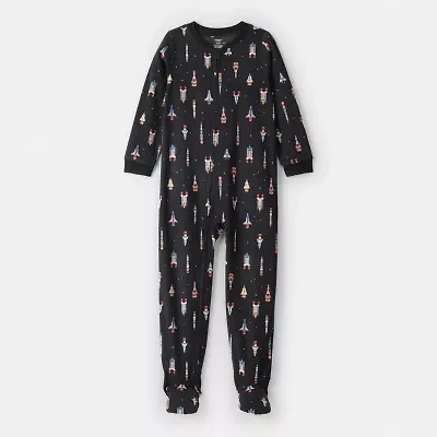Carter's Space Little & Big Kid Boys Footed Fleece Round Neck Long Sleeve One Piece Pajama