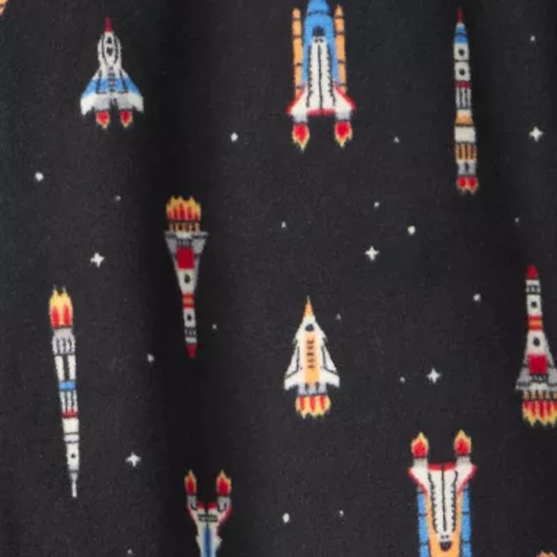 Carter's Space Little & Big Kid Boys Footed Fleece Round Neck Long Sleeve One Piece Pajama