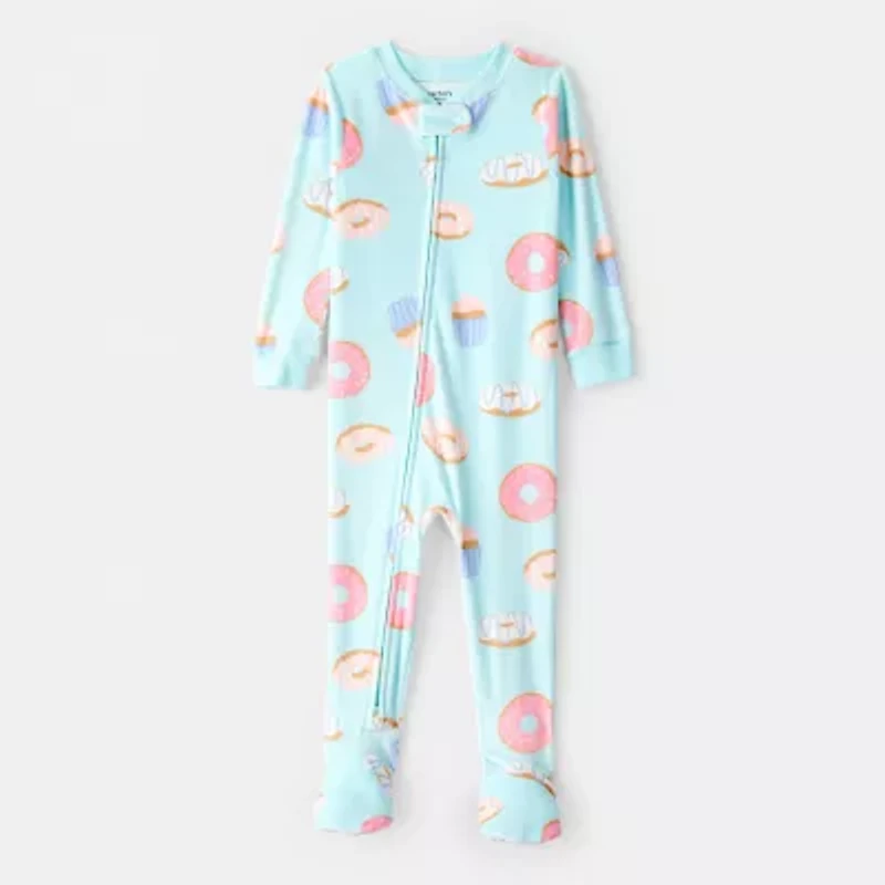 Carter's Velboa Toddler Girls Footed Round Neck Long Sleeve One Piece Pajama