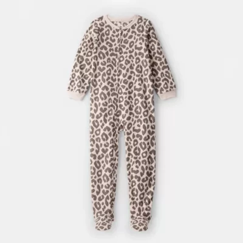 Carter's Little & Big Kid Girls Footed Fleece Crew Neck Long Sleeve One Piece Pajama