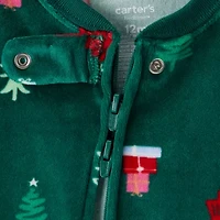 Carter's Family Matching Christmas Trees Toddler Unisex Round Neck Long Sleeve One Piece Pajama