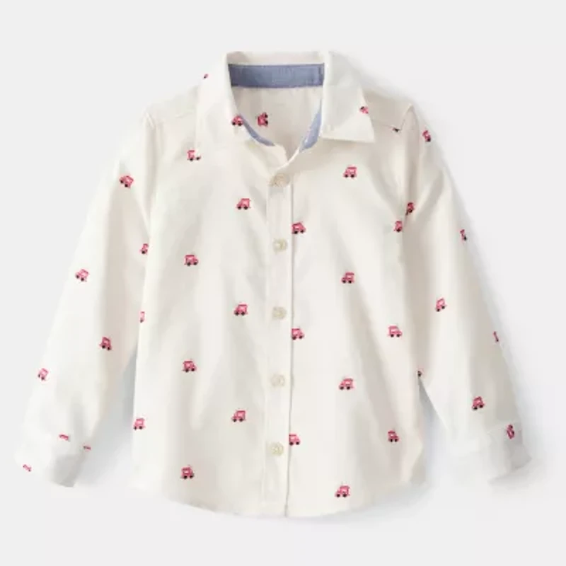 Oshkosh Toddler Boys Long Sleeve Cuffed Regular Fit Button-Down Shirt