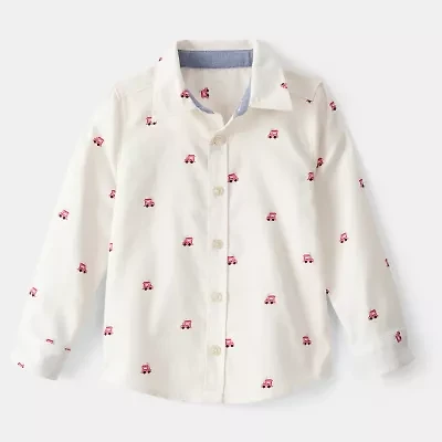 Oshkosh Toddler Boys Long Sleeve Cuffed Regular Fit Button-Down Shirt