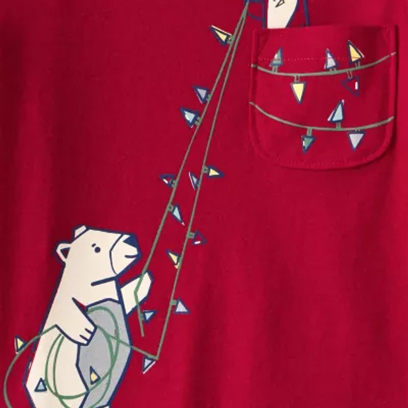 Carter's Holiday Toddler Boys Round Neck Long Sleeve Regular Fit Graphic T-Shirt