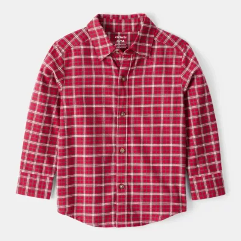 Carter's Toddler Boys Long Sleeve Cuffed Regular Fit Button-Down Shirt